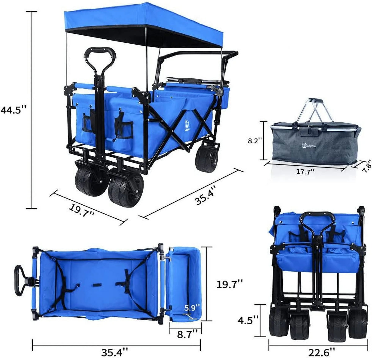 Collapsible Heavy Duty Folding Wagon Cart with Removable Canopy K60266