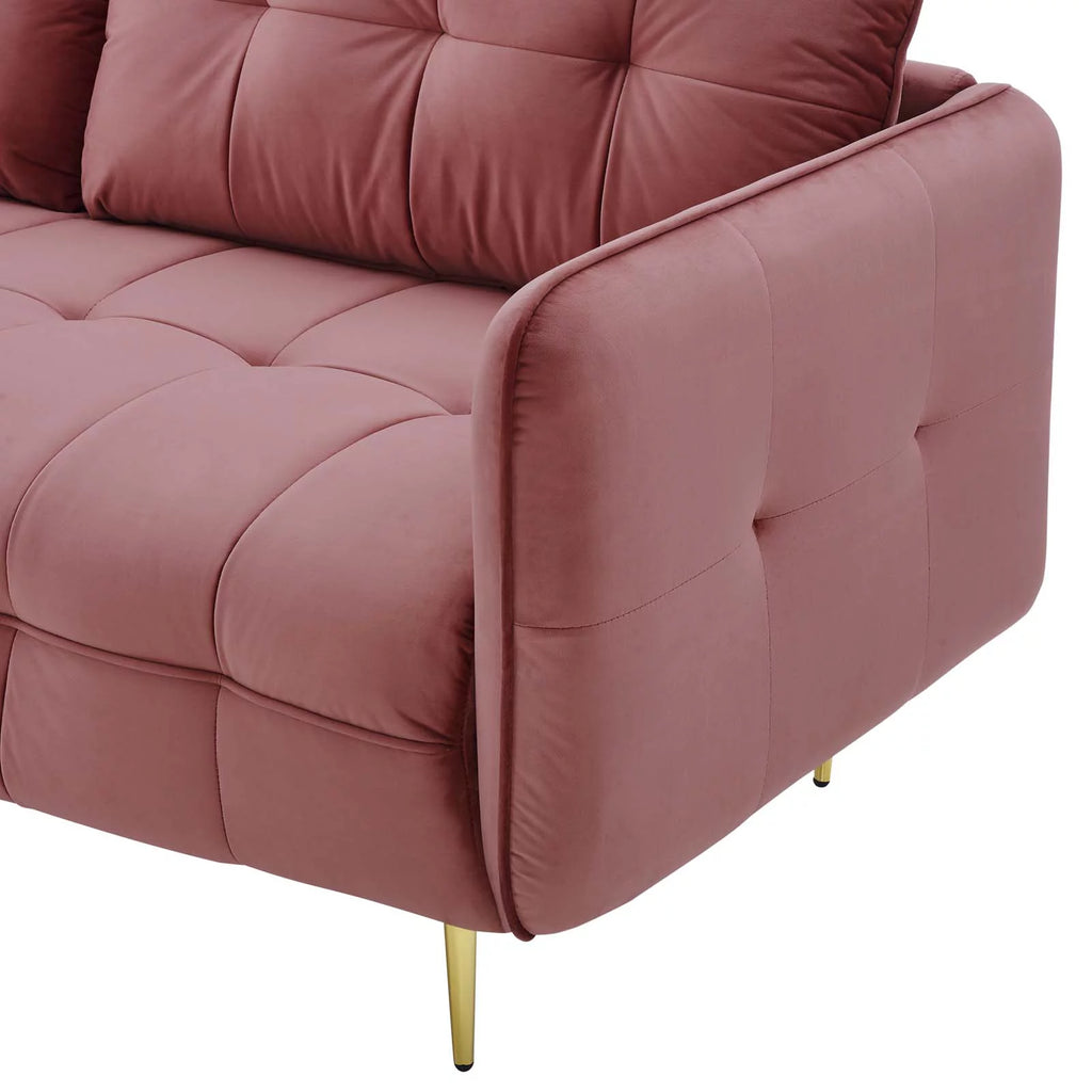 Pink Velvet Tufted Sofa P296
