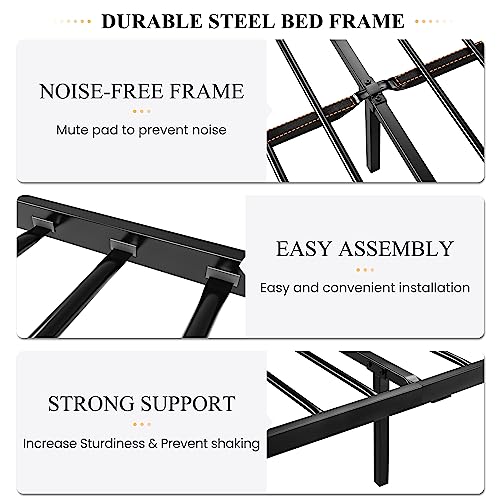 Full Size White Metal Bed Frame with Headboard and Footboard N3265