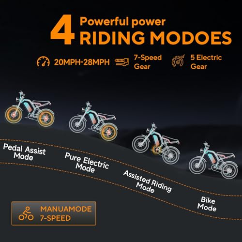 750W 48V 15Ah Removable Battery 20"x4.0" Fat Tire Full Suspension 7-Speed Electric Bike Y991878