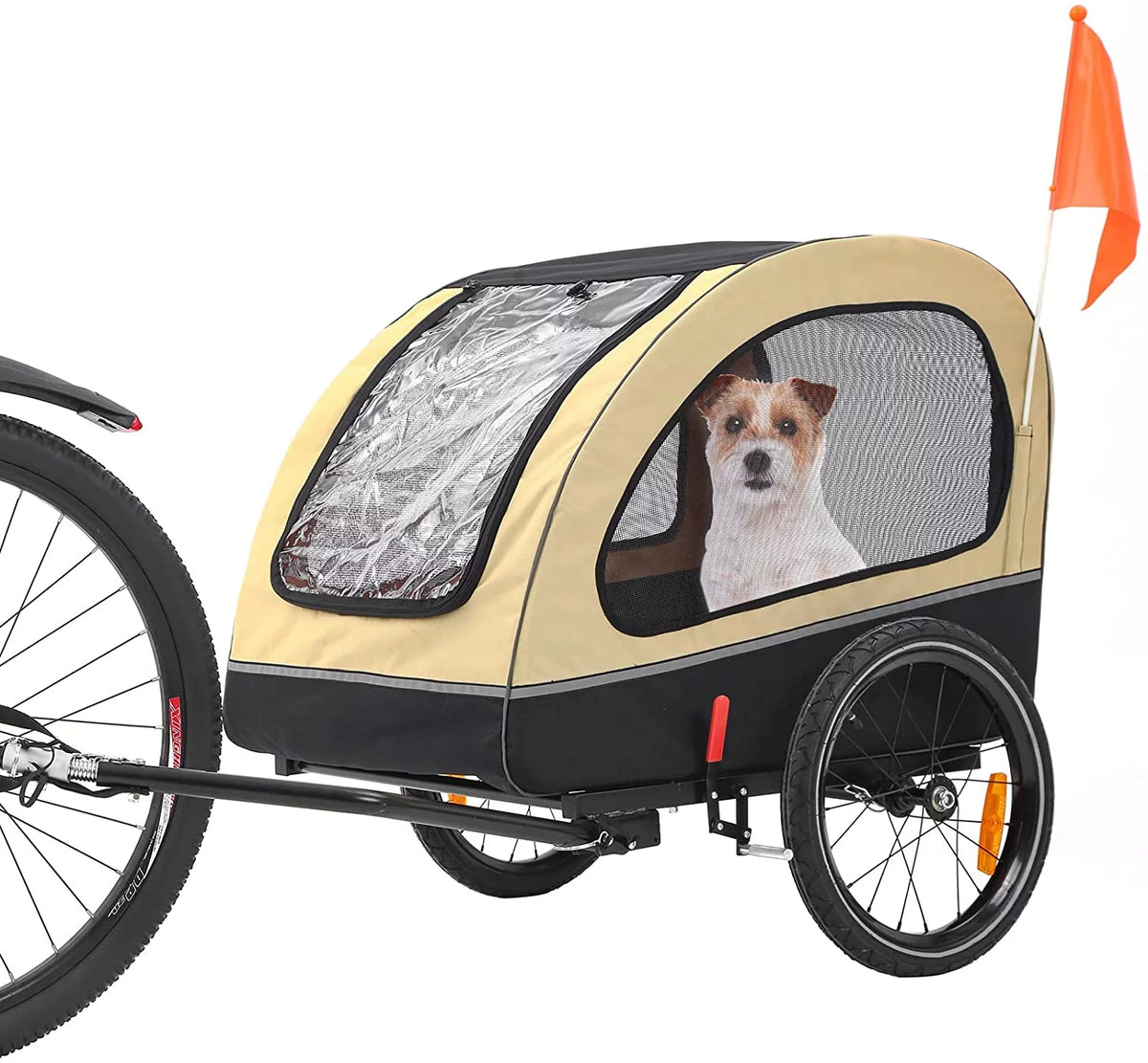 Foldable Dog Bike Trailer with Rear Entrance for Small and Medium Pets Under 88 lbs, Green Q265838