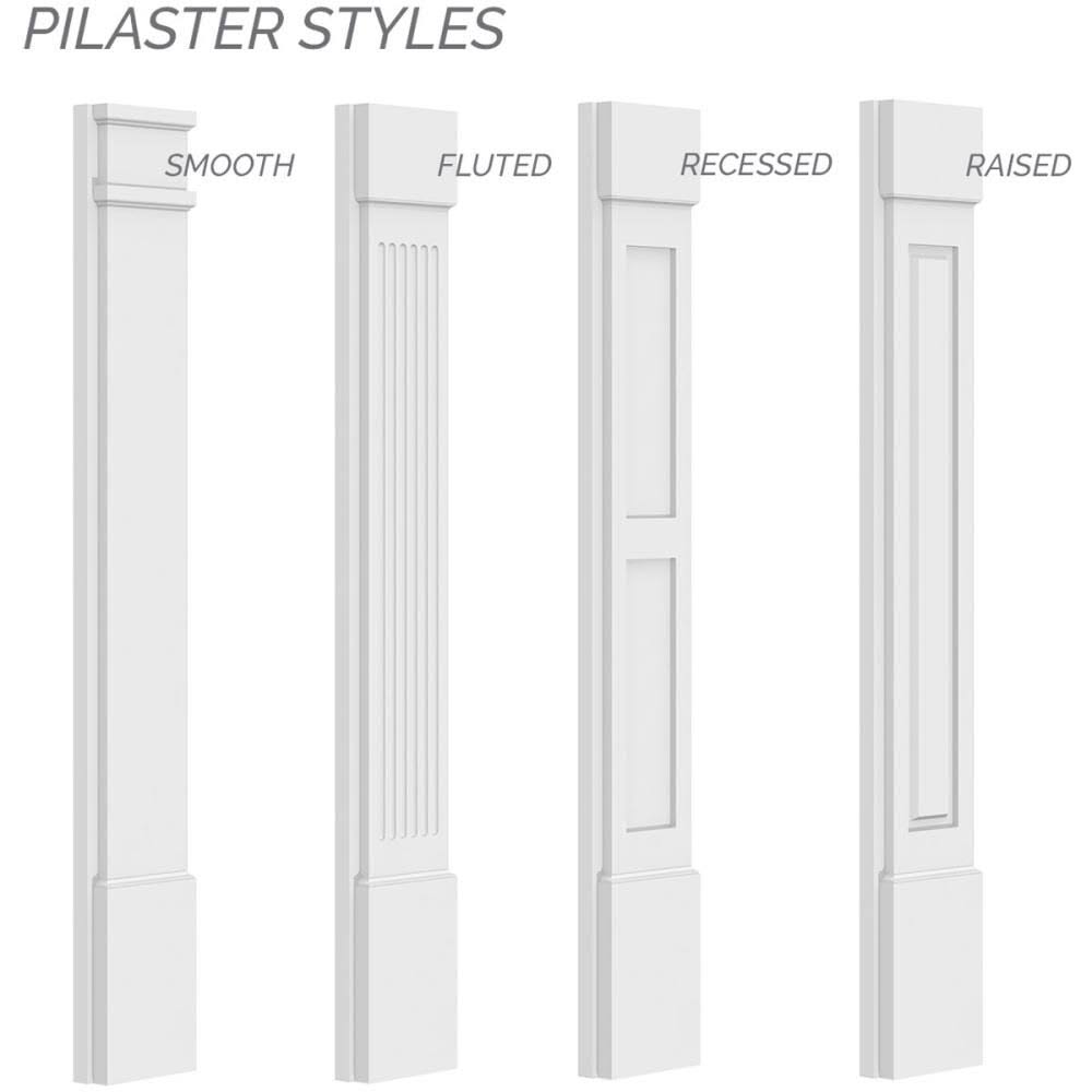 12x22W x 48x22H x 2x22P Two Equal Flat Panel PVC Pilaster with Standard Capital and Base (Pair) K2742