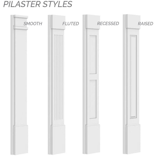 12x22W x 48x22H x 2x22P Two Equal Flat Panel PVC Pilaster with Standard Capital and Base (Pair) K2742