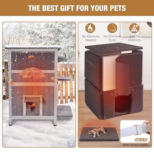 Outdoor Cat House Insulated Weatherproof Cat Shelter M373131