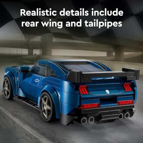 Blue Ford Mustang Dark Horse Sports Car Toy, Buildable Toy Car Model Set, 76920 J10337