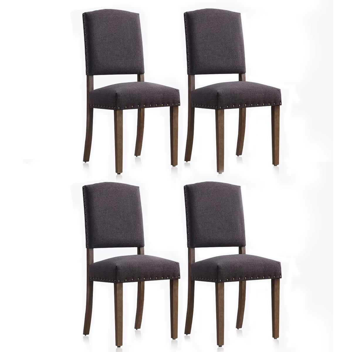 Set of 4 Upholstered Parson Dining Chairs with High Back & Nailhead Trim Z702164