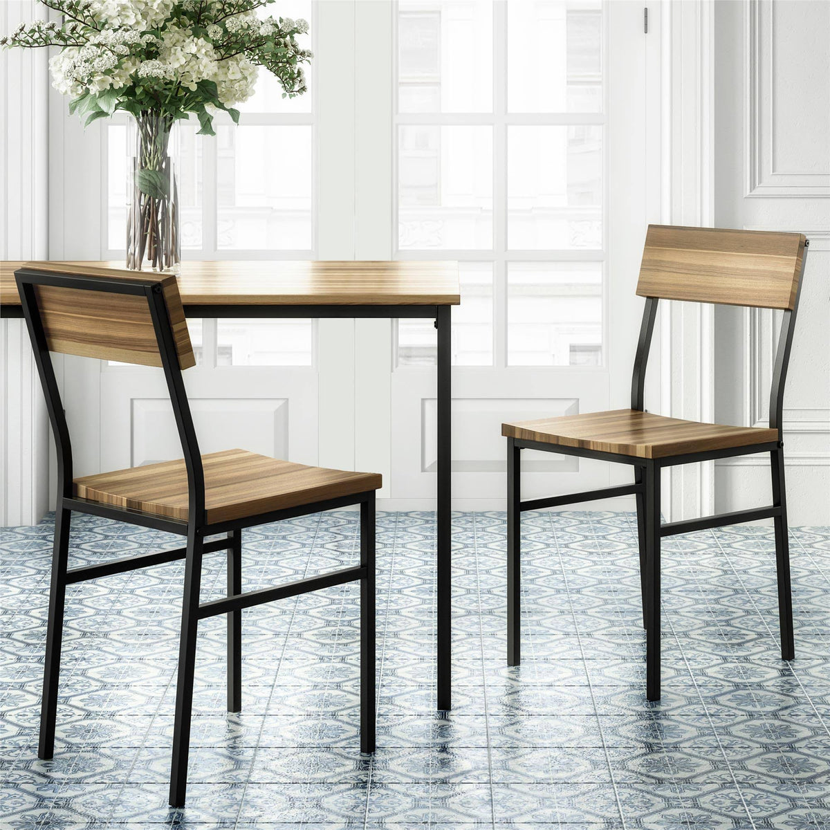 Natural Gray Wood and Metal Dining Chair (2-Pack) Z8919