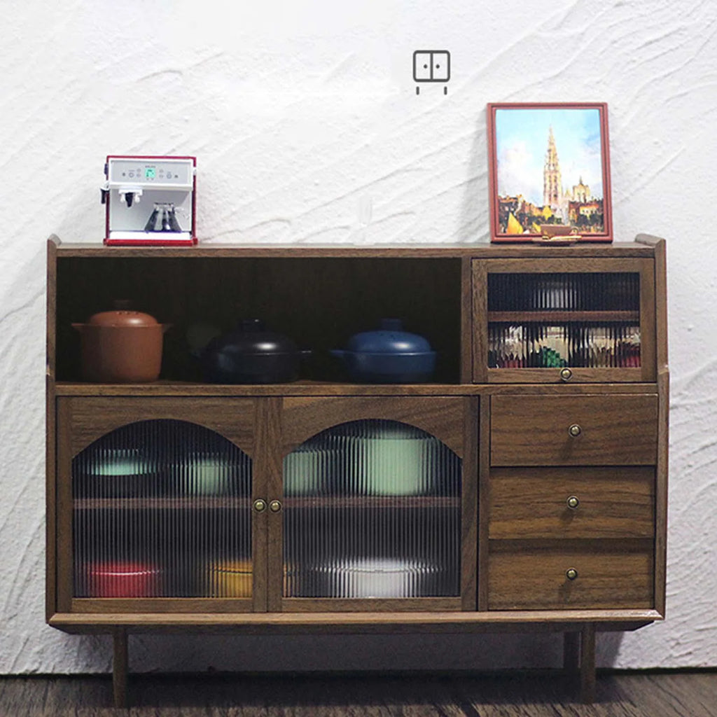 Walnut Dollhouse Miniature Sideboard Cabinet B10436