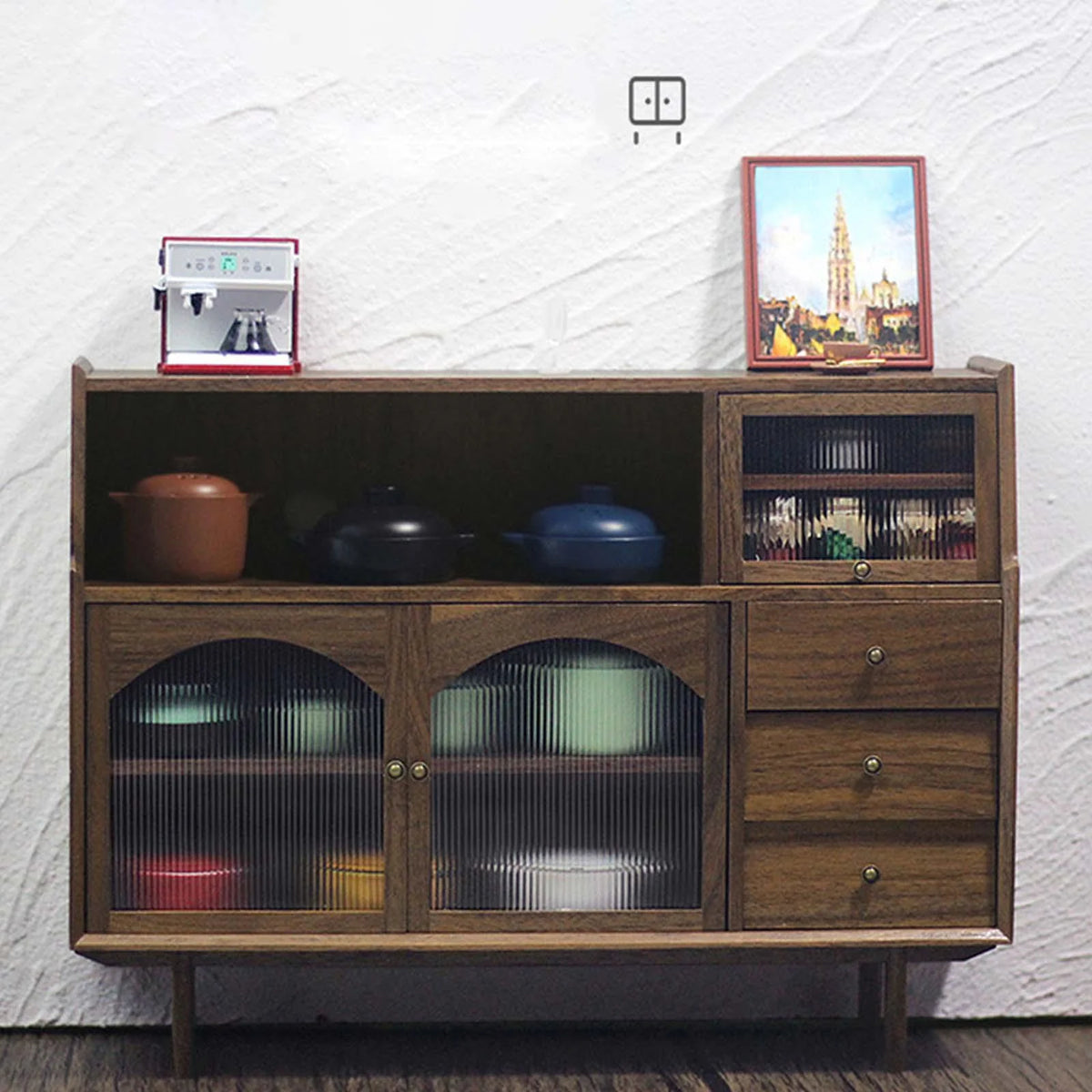 Walnut Dollhouse Miniature Sideboard Cabinet B10436