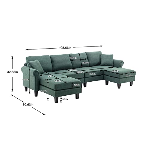 Black 70.5" Convertible Sectional Sleeper Sofa Bed with Solid Wood Frame Z58542