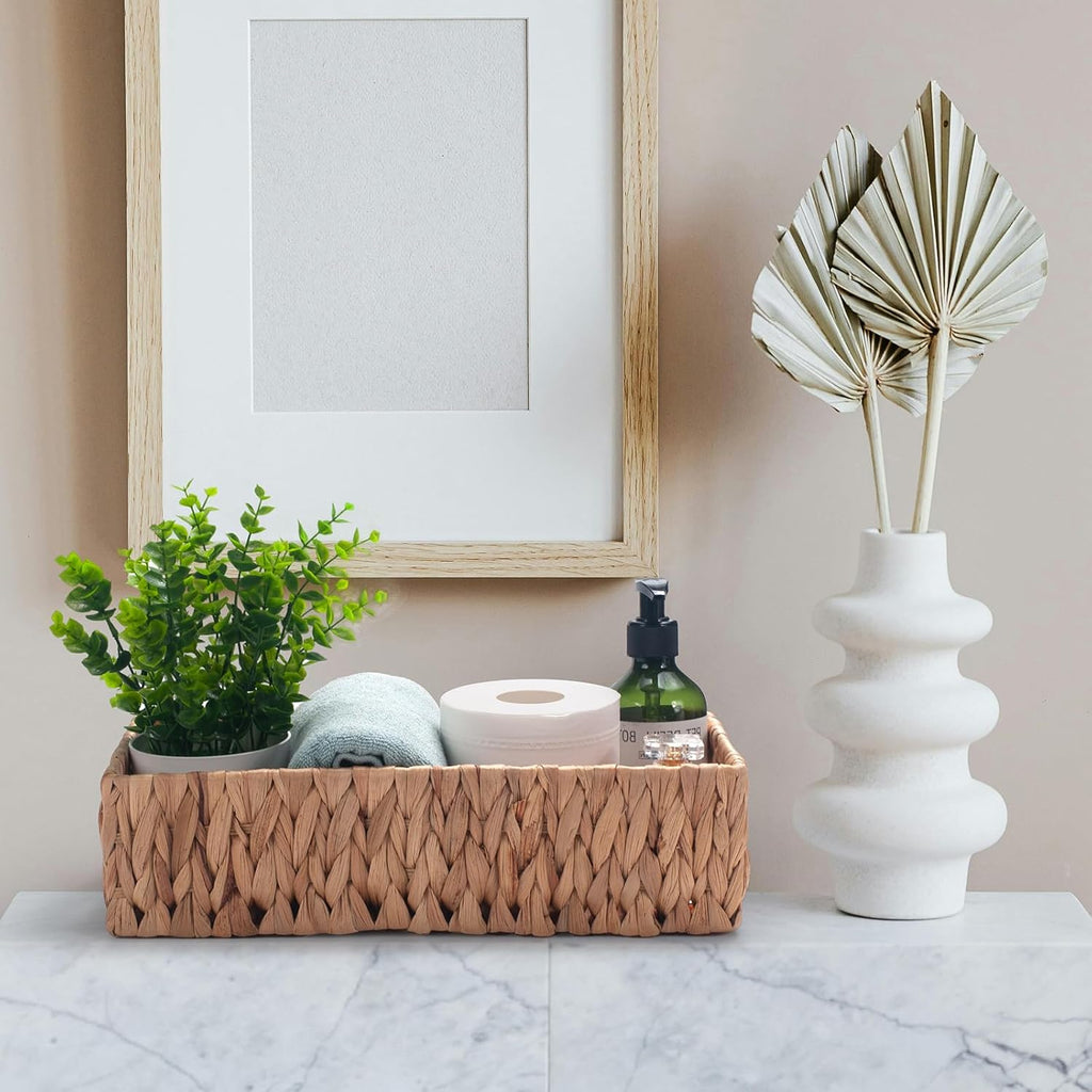 Water Hyacinth Wicker Toilet Paper Basket 14.2 x 6.5 x 3.7 inch A34115