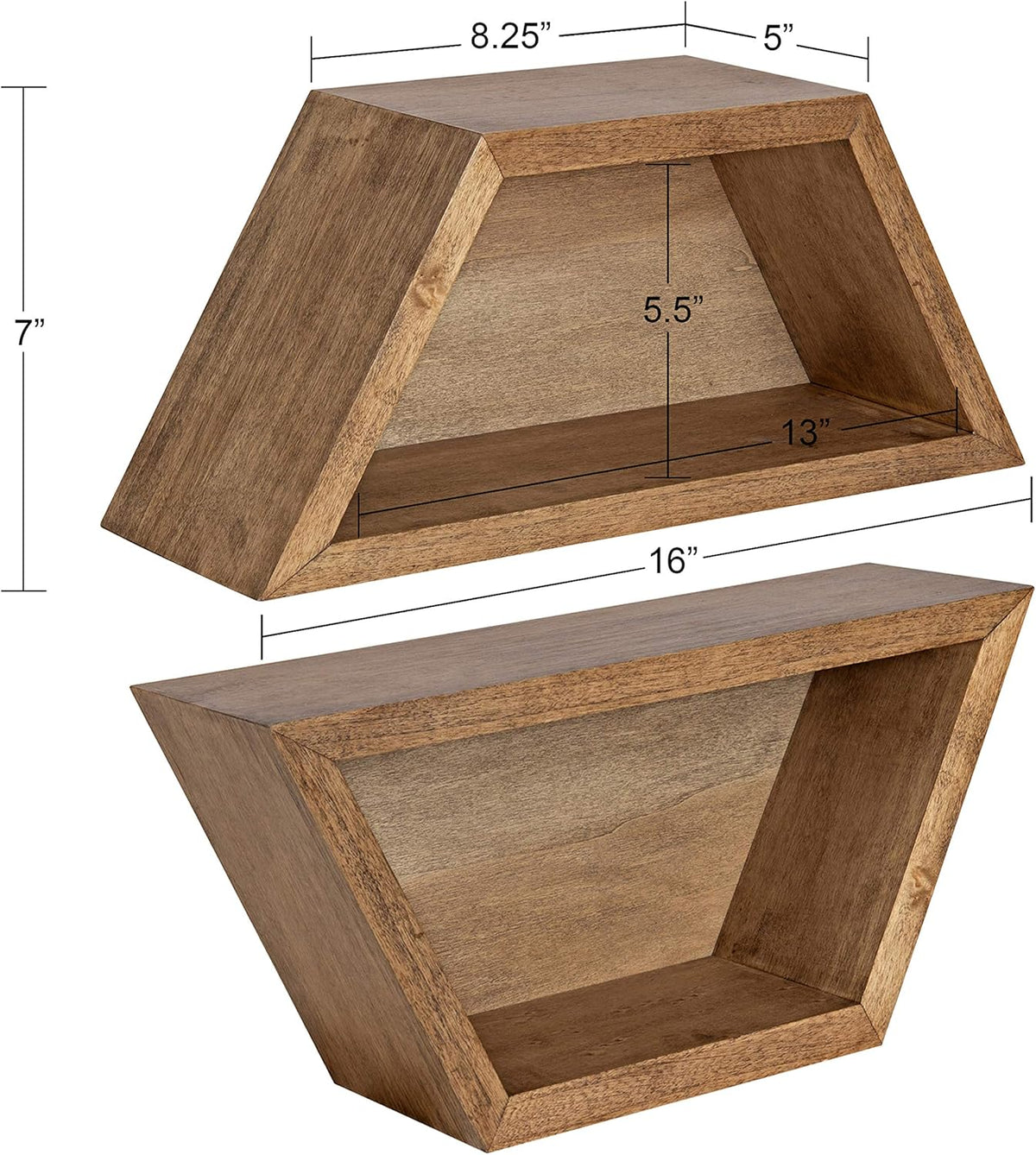 White Set of 2 Geometric Wood Shelves E4274