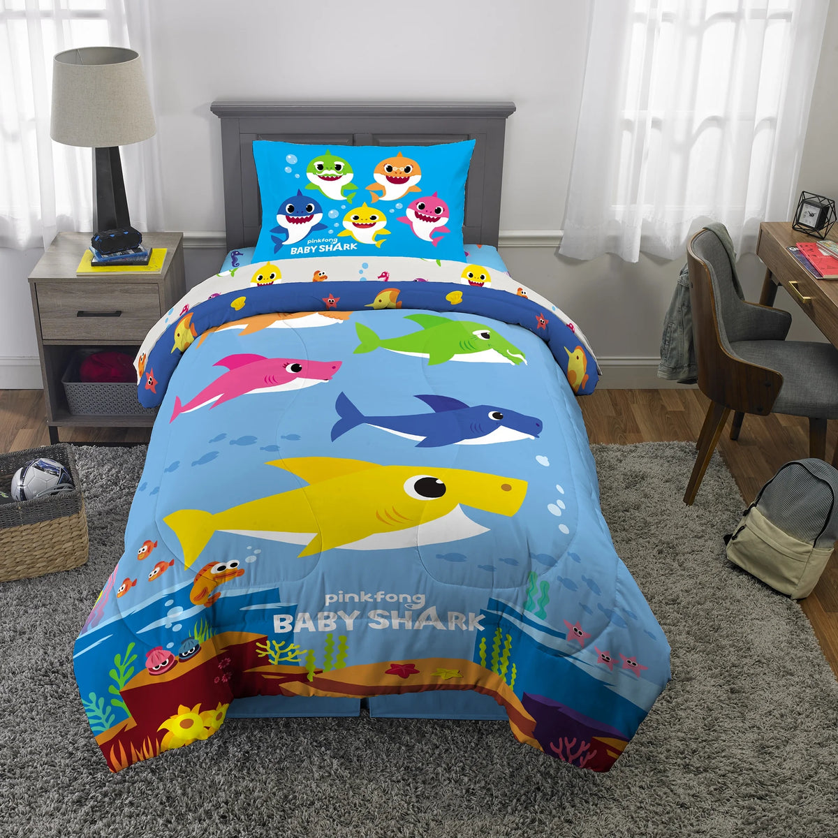 2-Piece Twin/Full Comforter Set, Reversible, Microfiber L4523