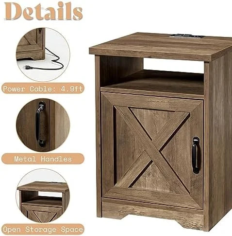3-Piece Farmhouse Table Set with Charging Station and USB Ports F36625