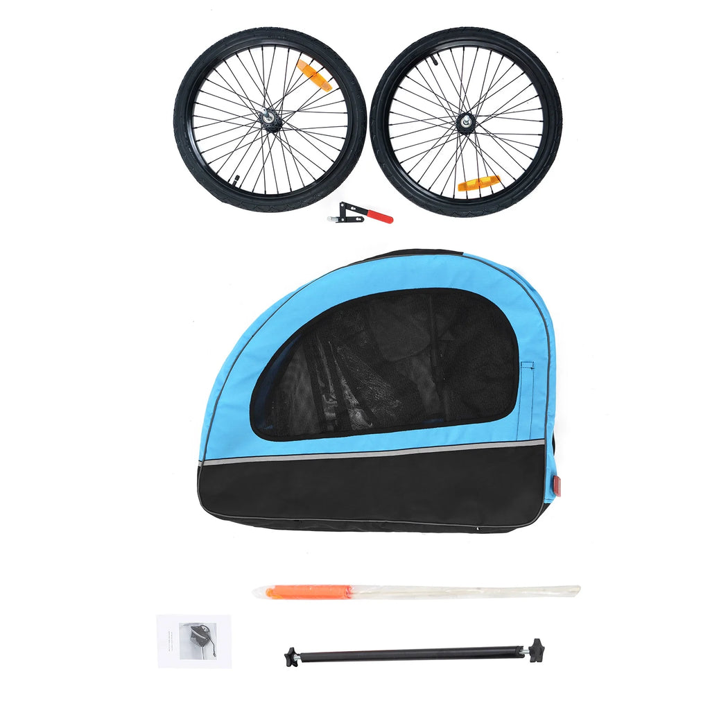 Foldable Dog Bike Trailer with Rear Entrance for Small and Medium Pets Under 88 lbs, Green Q265838