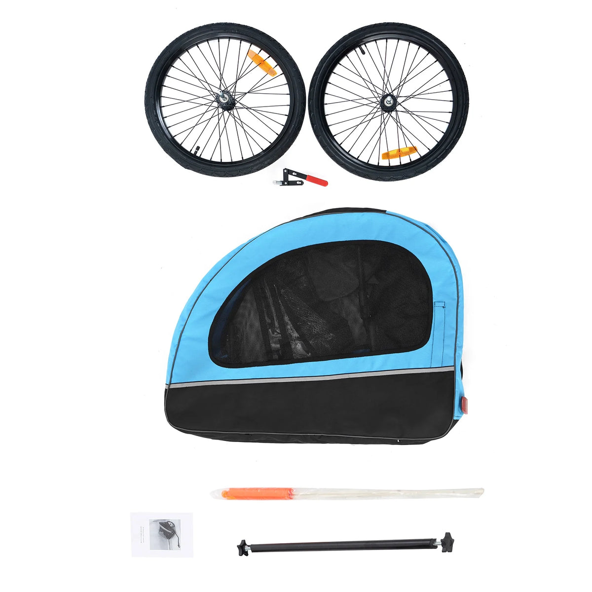 Foldable Dog Bike Trailer with Rear Entrance for Small and Medium Pets Under 88 lbs, Green Q265838