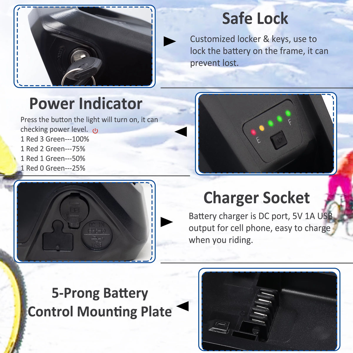 48V 10Ah Lithium Ebike Battery with Charger G762