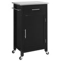 Black Compact Kitchen Island Cart with Stainless Steel Top E2565