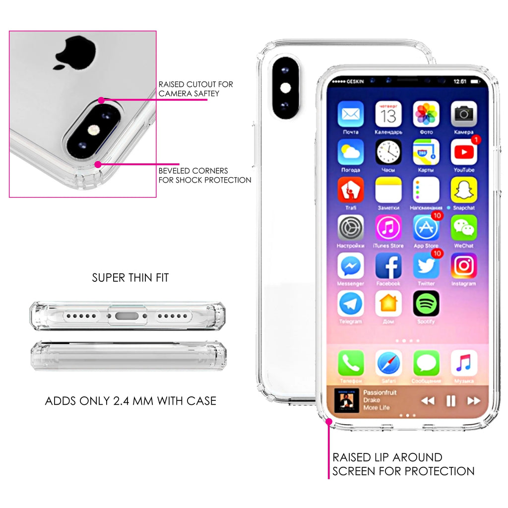 Clear Shockproof Hybrid Case for iPhone XS Max with Tempered Glass Screen Protector X5170