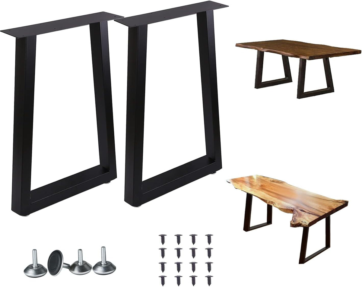 Set of 2 Metal Table Legs 28 Inch Height 18 Inch Wide with 4 Casters B6287