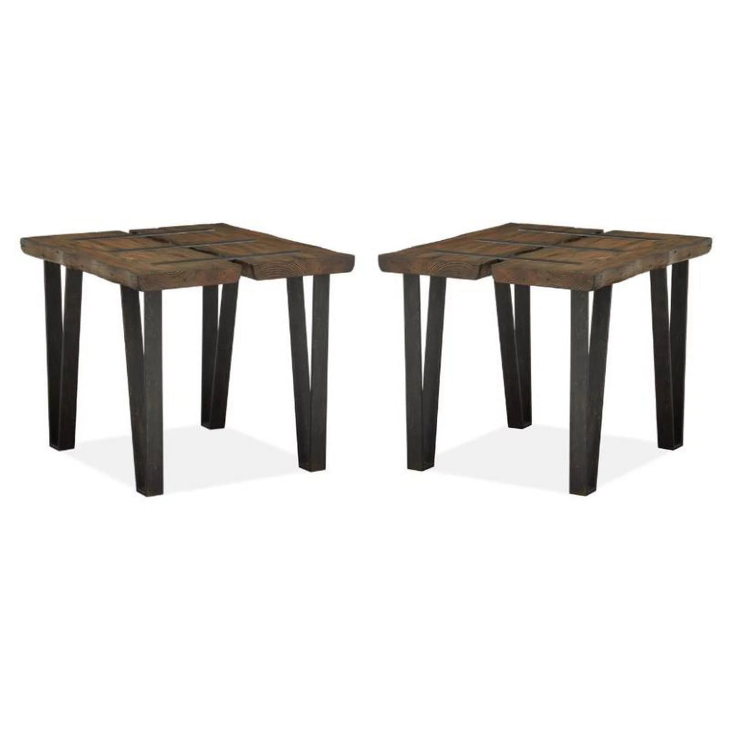 Set of 2 Metal and Wood End Table Q3442