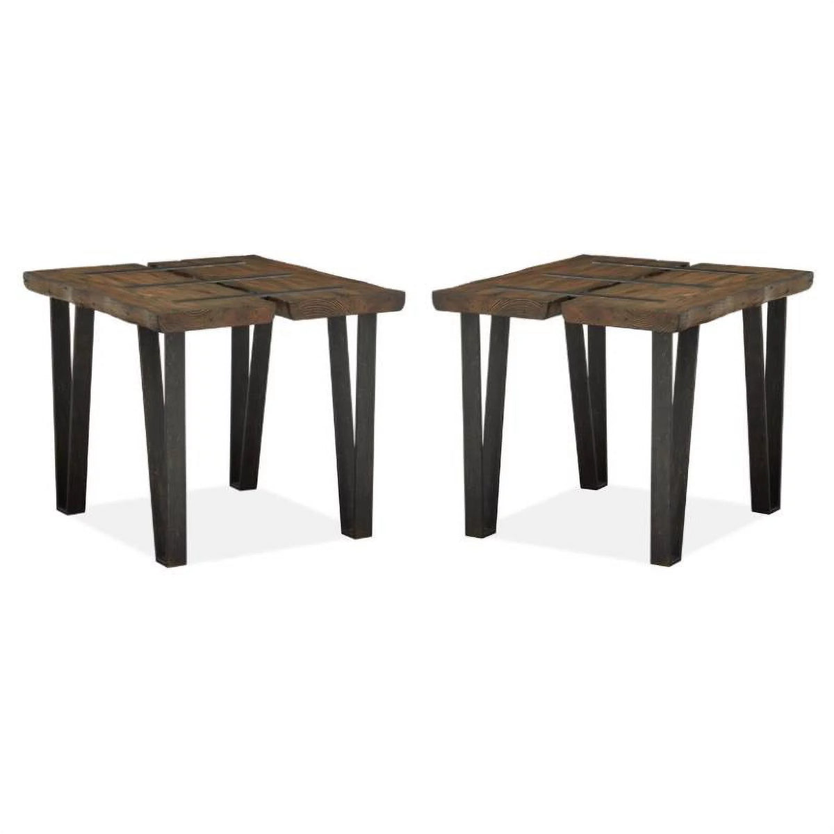 Set of 2 Metal and Wood End Table Q3442