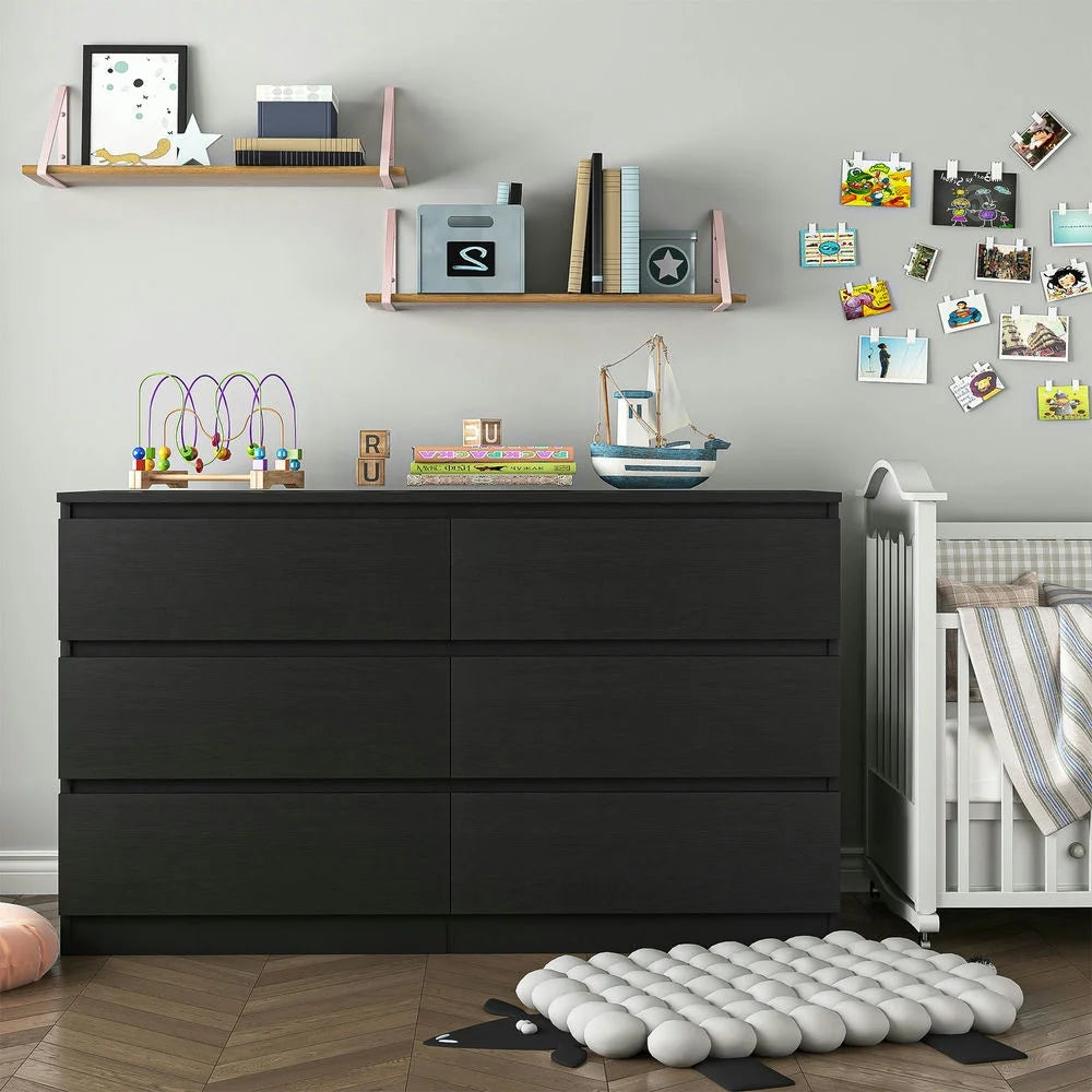 White 6 Drawer Dresser with Golden Handle F5227