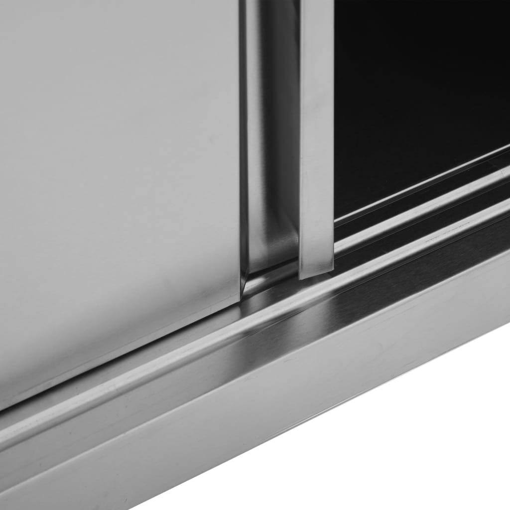 Kitchen Wall Cabinet with Sliding Doors Stainless Steel U246