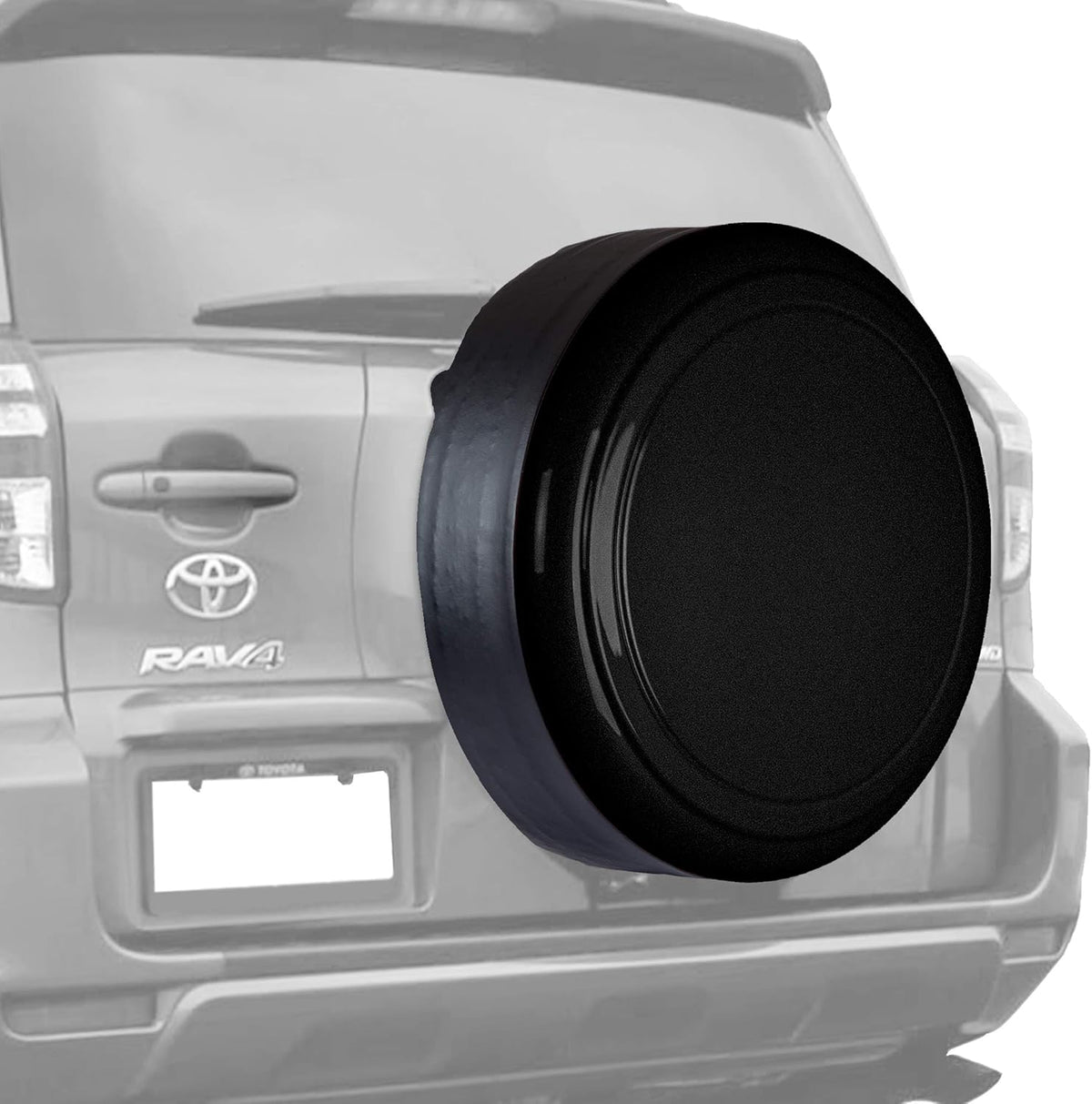 Rigid Tire Cover for Toyota RAV4, Hard Plastic Face & Vinyl Band, Black Textured Y85111