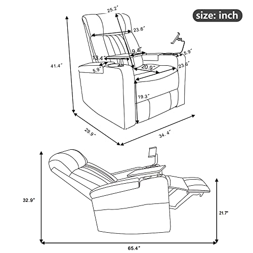 Brown Electric Recliner Chair with USB Charge Port S795488