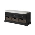 Black Wood Storage Bench F36872