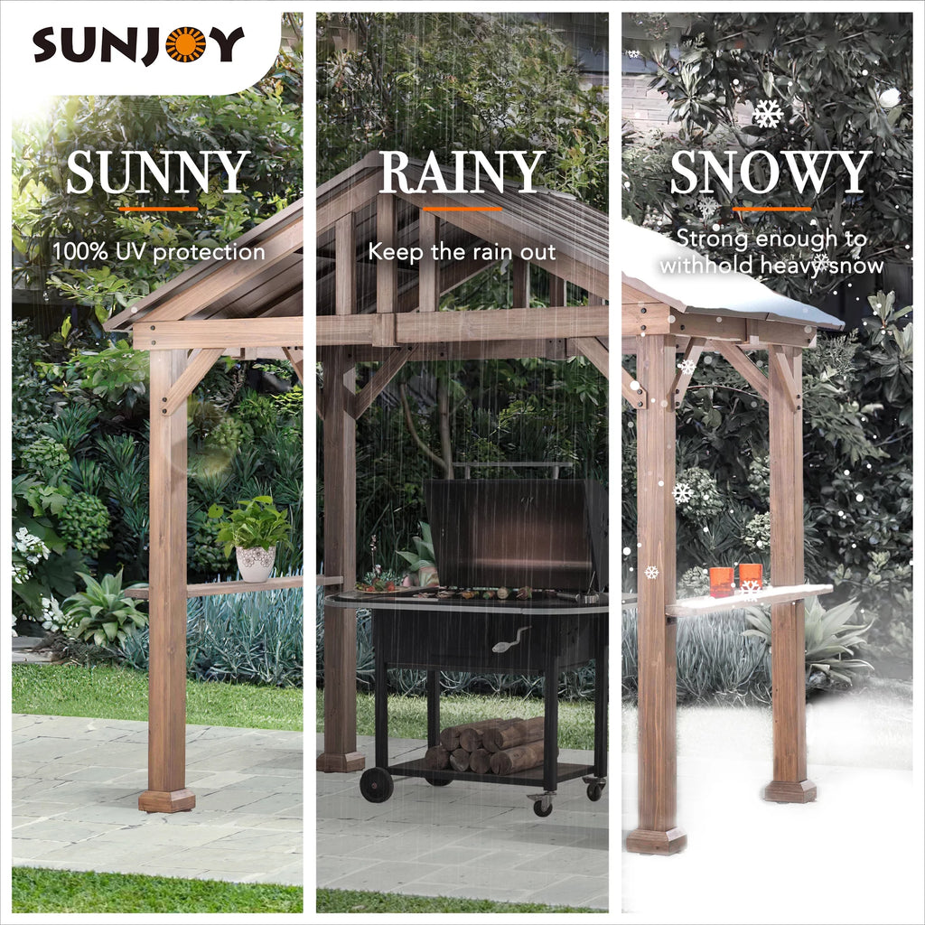 9 ft. x 6 ft. Cedar Wood Hardtop Grill Gazebo H374