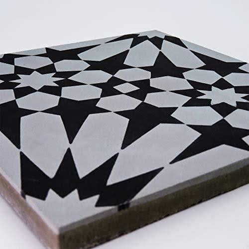 8x8 Handmade Cement Grey Black Tile R21581