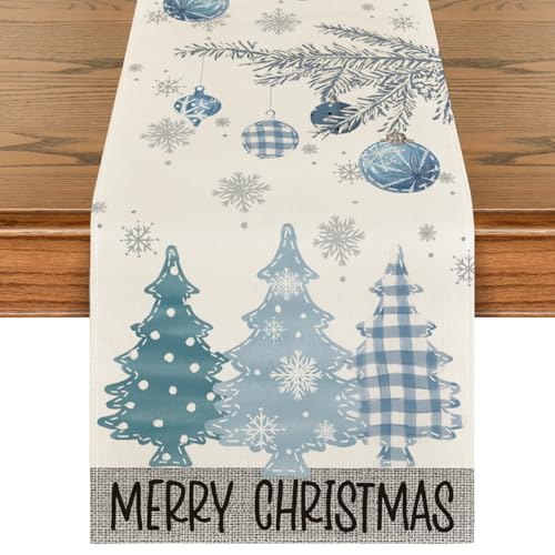 Red Pine Trees Christmas Table Runner 13x72 Inch K4354
