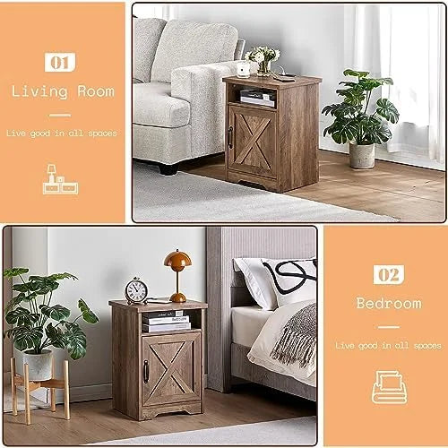 3-Piece Farmhouse Table Set with Charging Station and USB Ports F36625