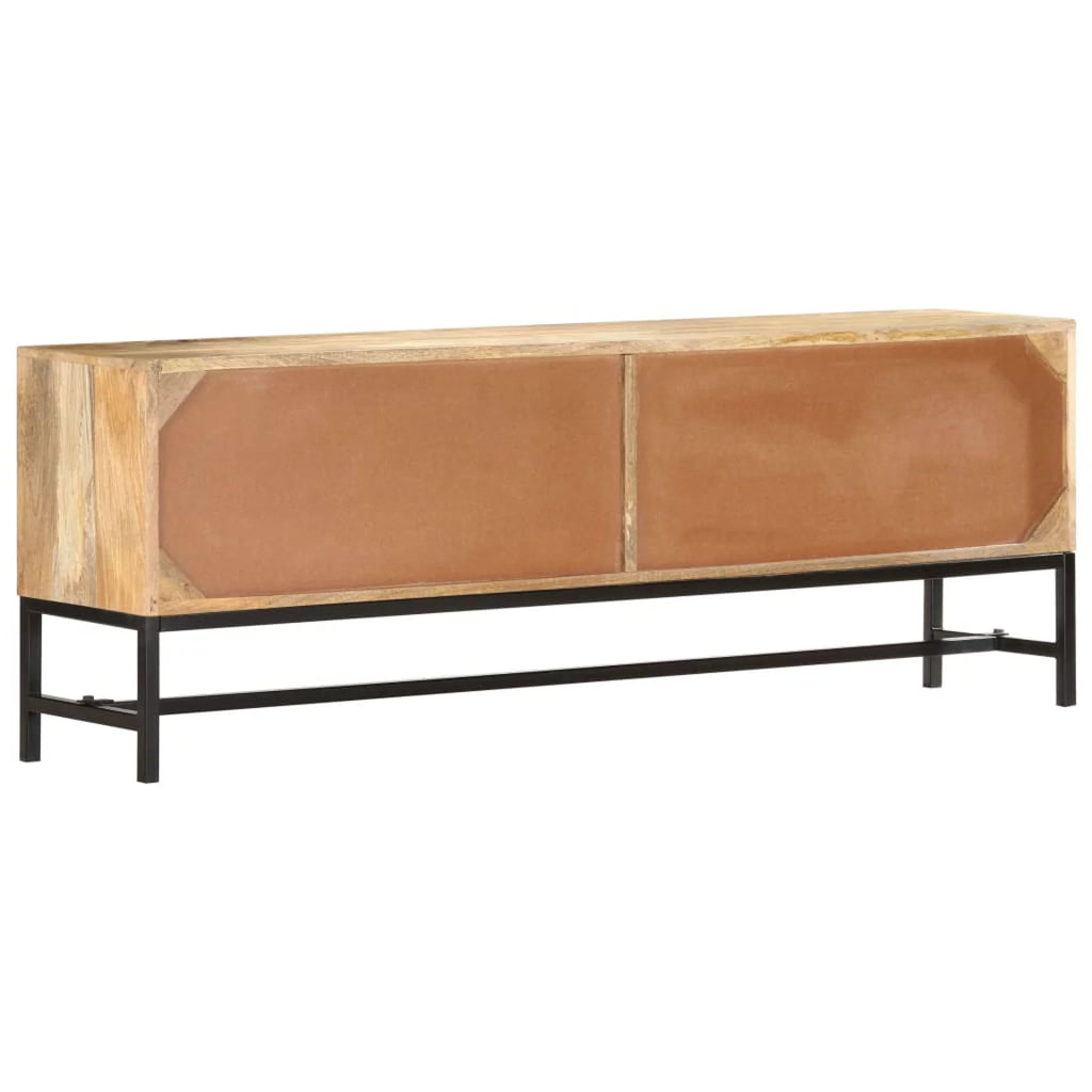 Mango Wood TV Cabinet with 4 Doors Steel Legs C5663