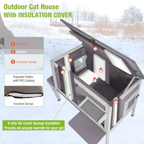 Outdoor Cat House Insulated Weatherproof Cat Shelter M373131