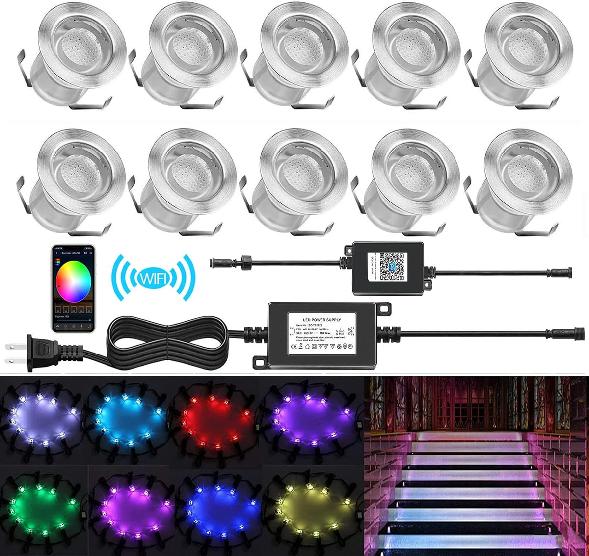 LED Deck Lights Pack of 10 Cool White U22259