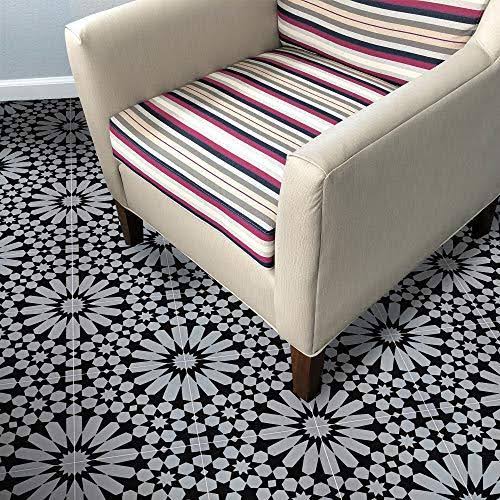 8x8 Handmade Cement Grey Black Tile R21581