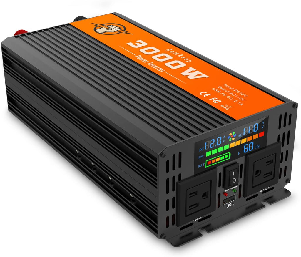 2000 Watts 12V to 110V Modified Sine Wave Power Inverter with Dual AC Outlets and USB Port W669961