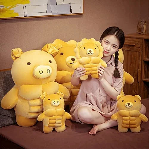 Cartoon Muscle Bear Plush Teddy Bear Large Doll, 27.5 inch A73657