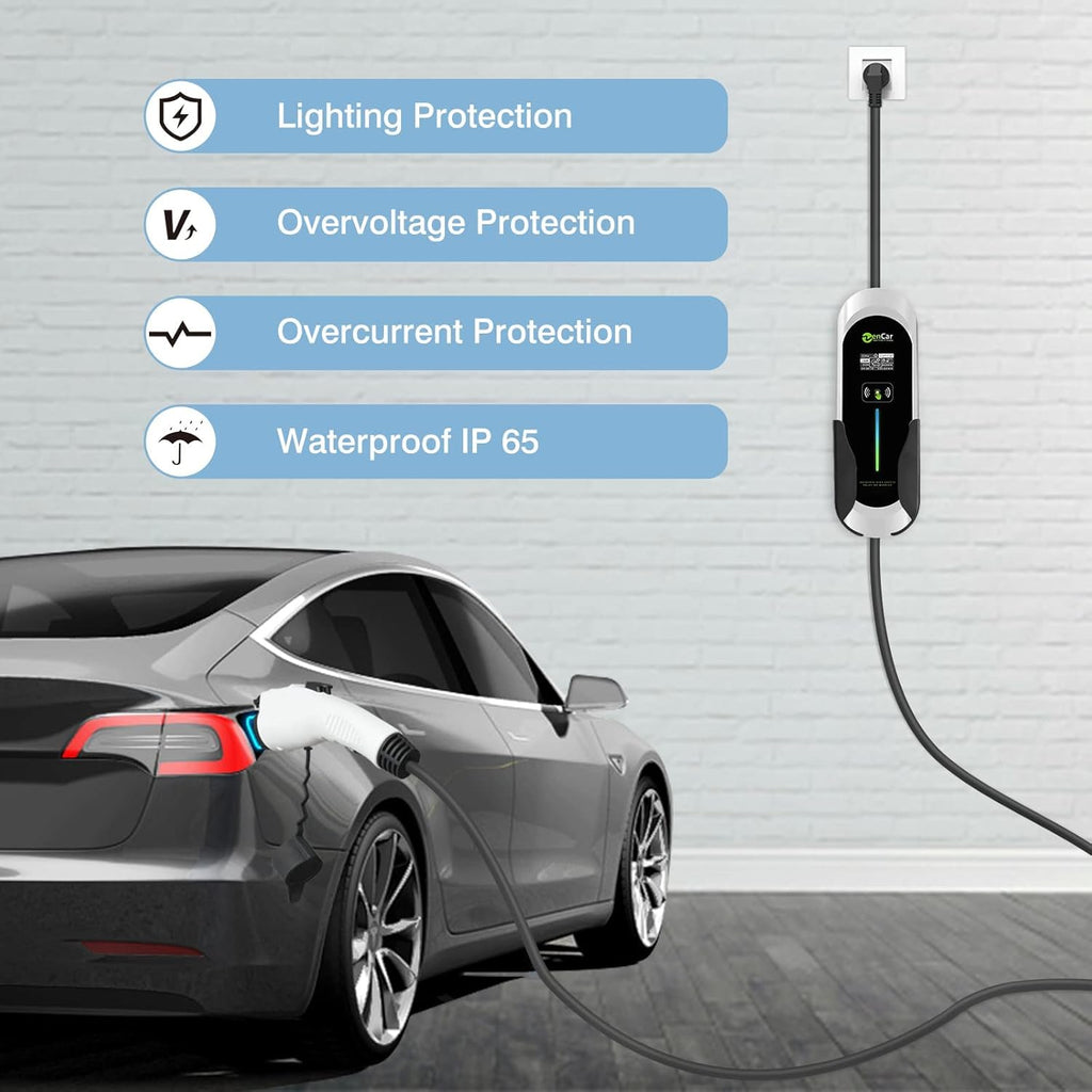 Portable Level 2 EV Charger with NEMA 14-50 Plug, Adjustable Currents 10A-32A P926029