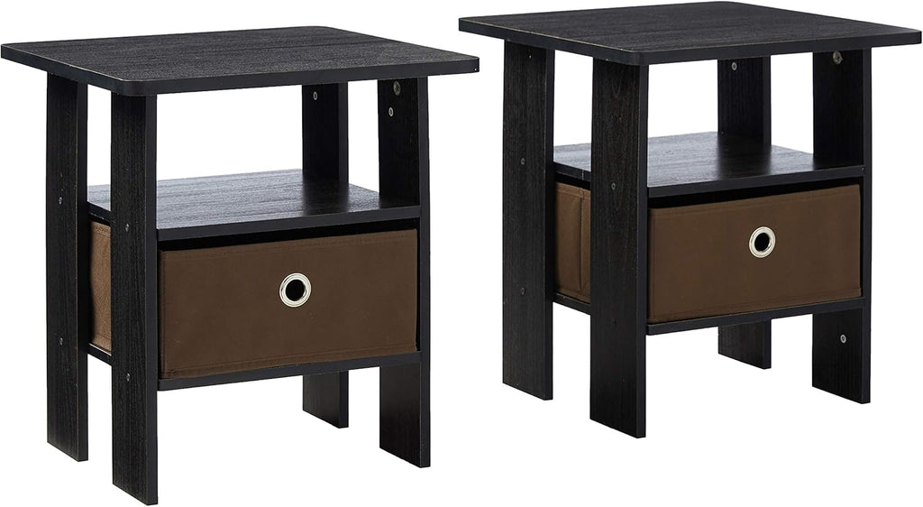 Set of 2 Table with Bin Drawer & 1 Table with Bin Drawer Americano/Medium Brown Y4748