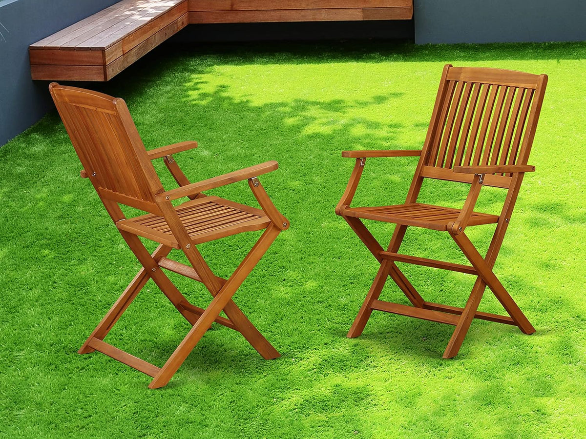 Solid Acacia Wood Folding Arm Chair Set of Two R21343