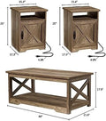 3-Piece Farmhouse Table Set with Charging Station and USB Ports F36625