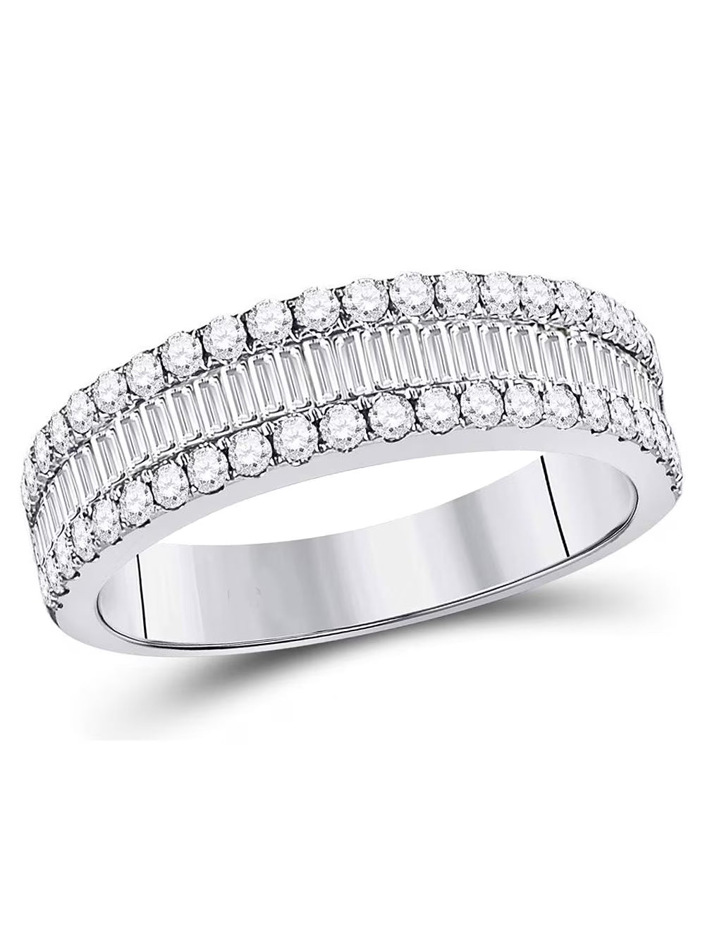 14K White Gold Diamond Wedding Band Ring W673