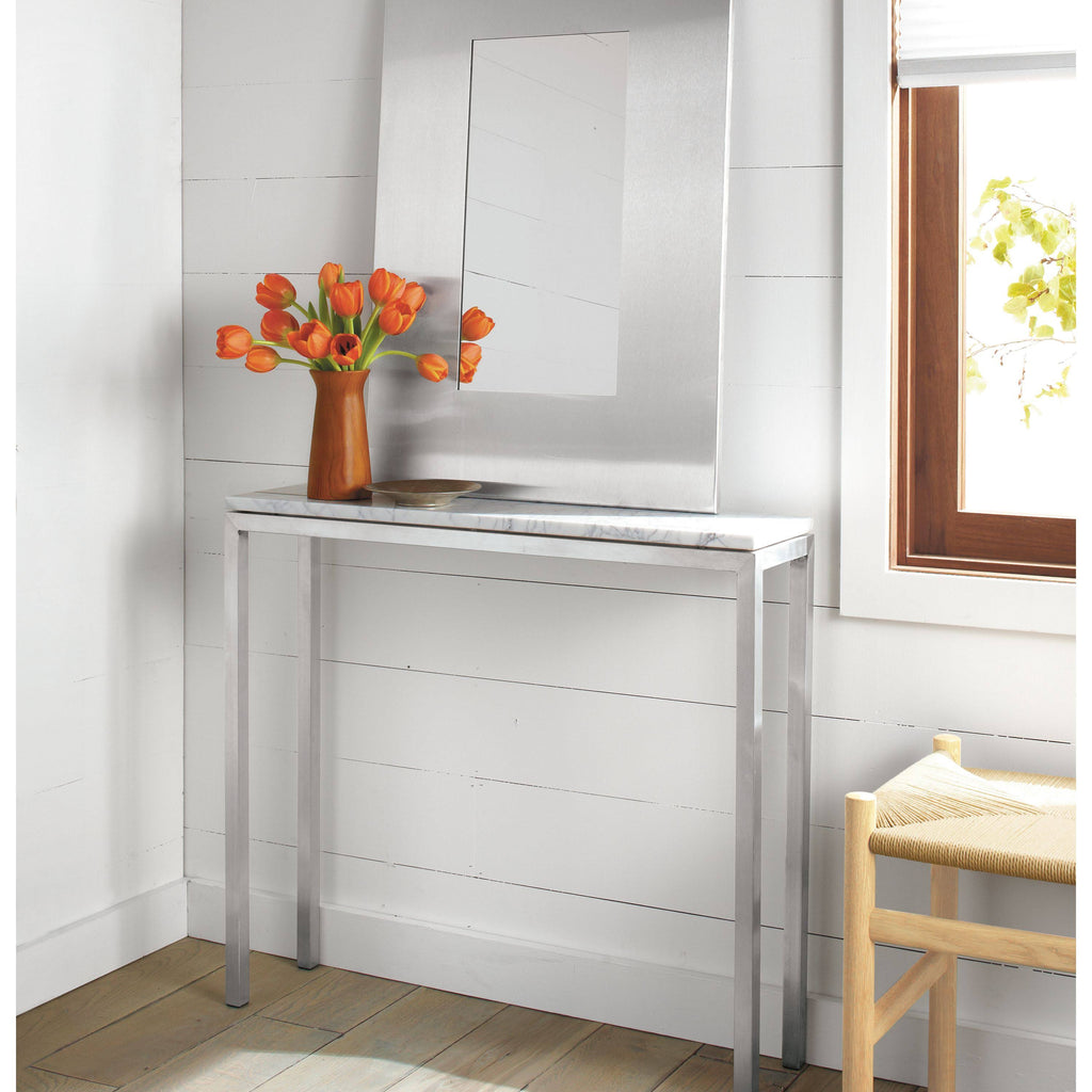 White Parsons Console Table with Quartz Top Q362777