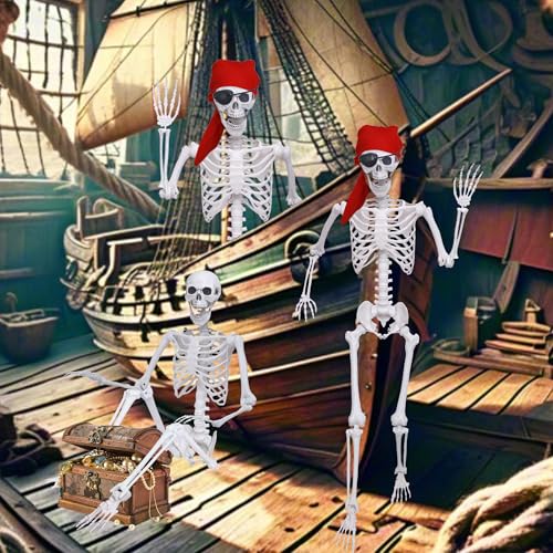 2 Pack 5.4Ft Posable Life Size Skeleton Decorations J486