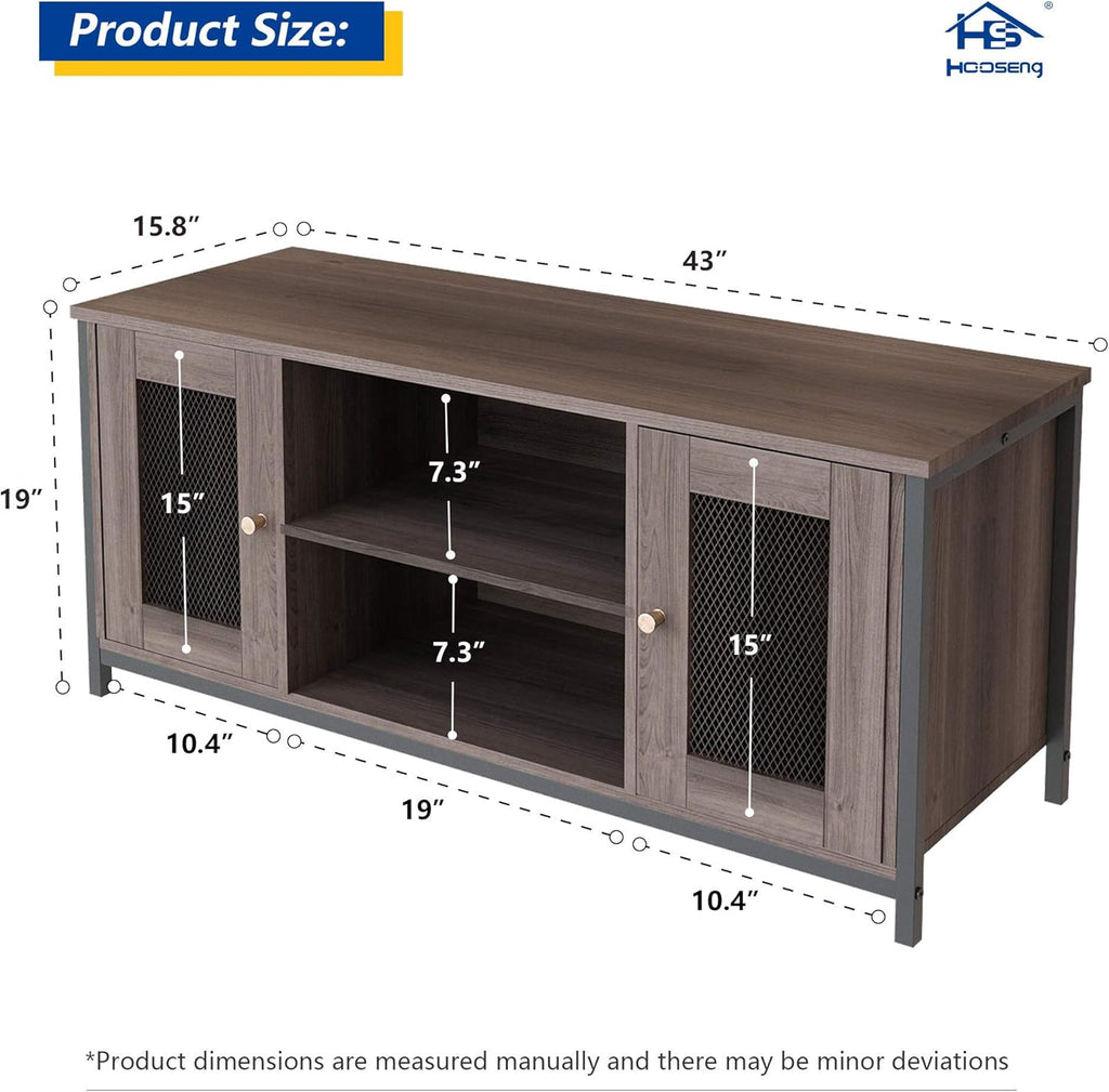 Brown Walnut Entertainment Center Stand with Storage L420810
