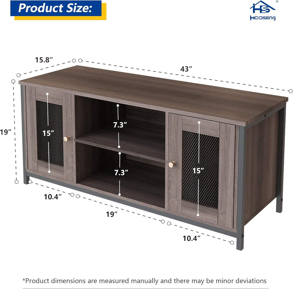 Brown Walnut Entertainment Center Stand with Storage L420810